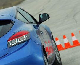 Car in front of cones